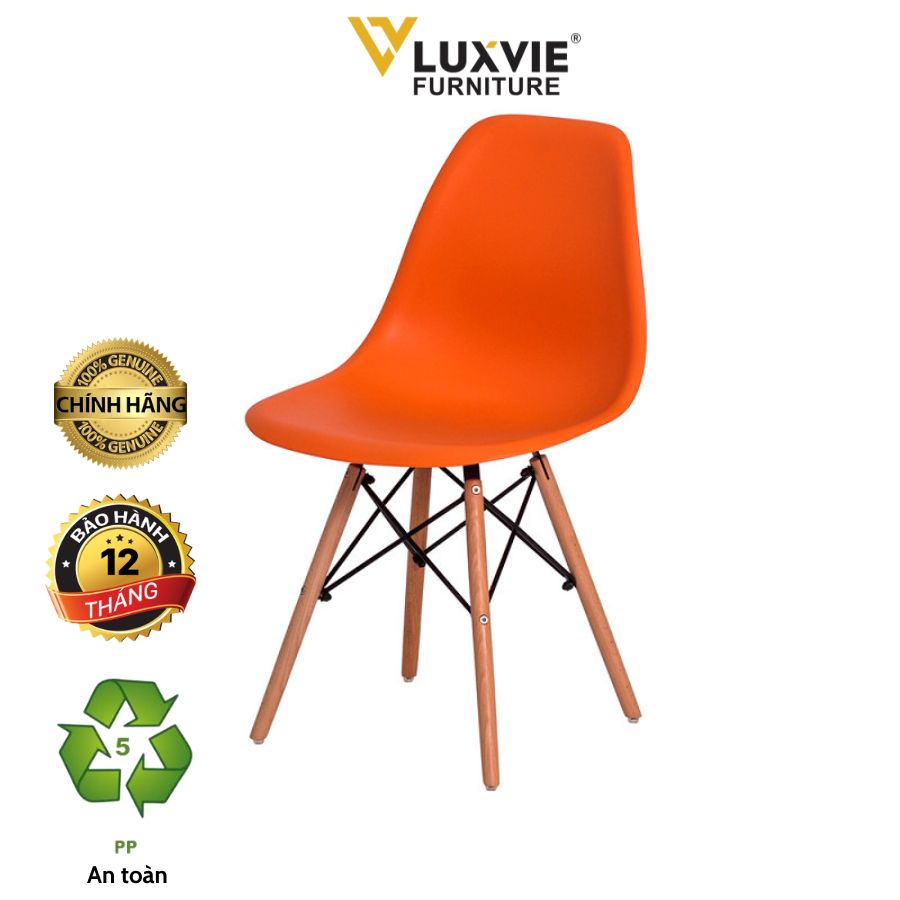 Ghế nhựa cafe chân gỗ Eames S3009, ghế trà sữa, văn phòng, ghế quán ăn