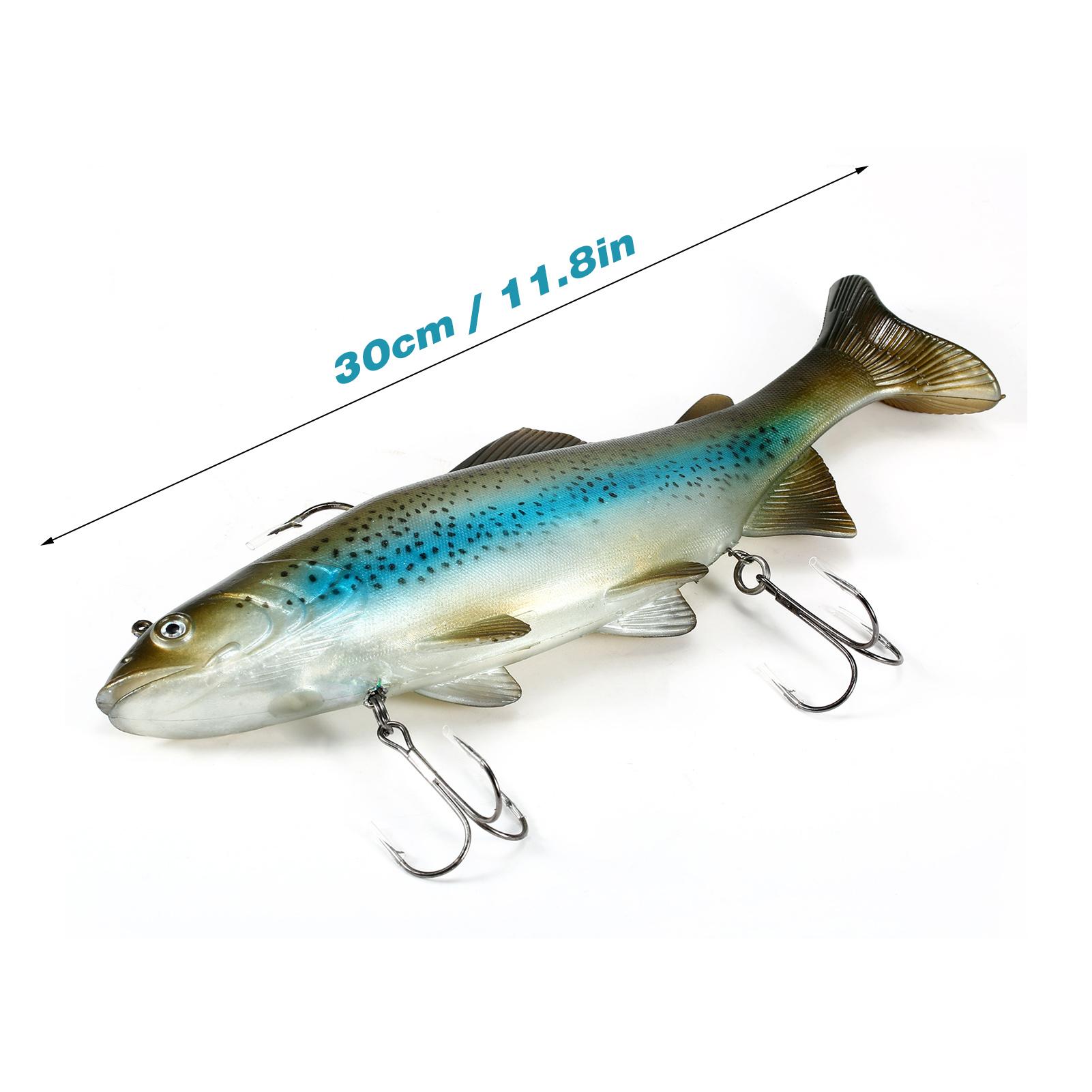 30cm / 11.8 Inch Lifelike PVC Fishing Lure Soft Bait Artificial Sea Fishing Lure with Hooks