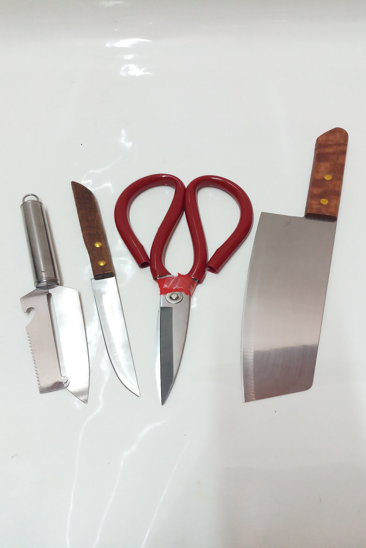 COMBO 1 DAO INOX ĐA NĂNG CÁN GỖ LỚN+1 DAO INOX CÁN GỖ GỌT TRÁI CÂY+1 DAO BÀO INOX ĐA NĂNG+1 KÉO INOX ĐẠI CAO CẤP.
