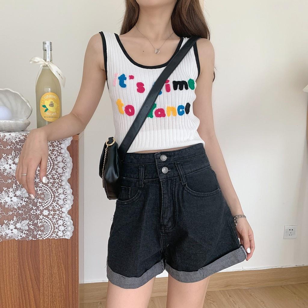 ♙☼┅Áo dệt kim sát nách màu trơn thời trang dành cho nữ