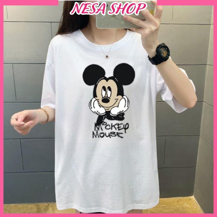 Áo thun nam nữ form rộng, Áo phông tay lỡ, chất liệu thun cotton co giãn, áo unisex hình Chuột Mickey NeSa Shop
