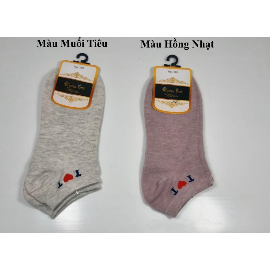 TẤT VỚ NỮ CỔ NGẮN In chữ T love T trên cổ vớ Chất liệu thun cotton Êm mát