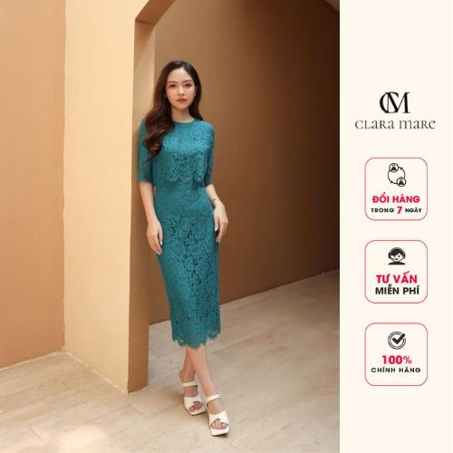Đầm ren phủ thân crop top CLARA MARE chất liệu vải Ren chỉ Hàn Quốc DRE3045
