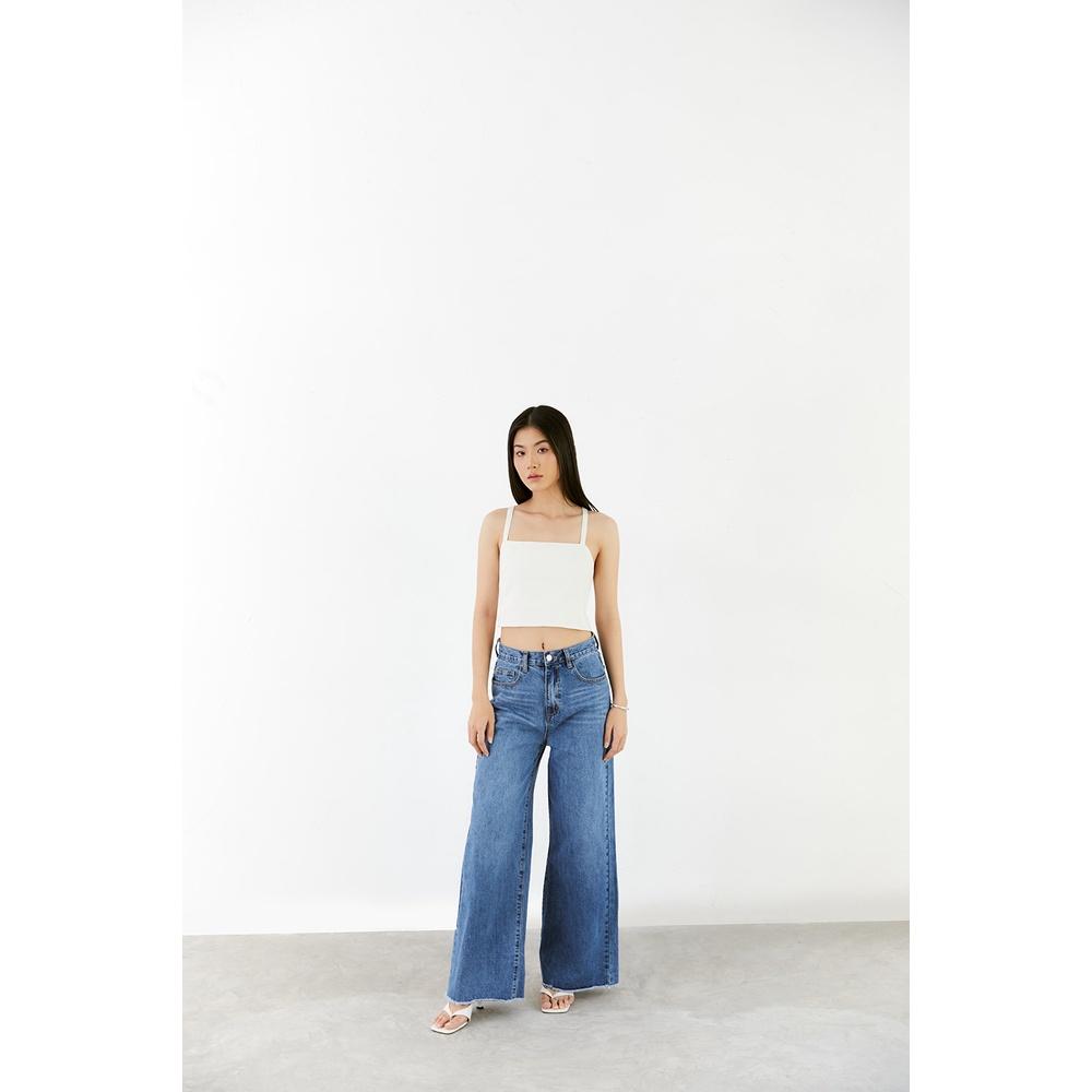 DOTTIE - Quần Jeans ống rộng nữ xanh đậm Q0268