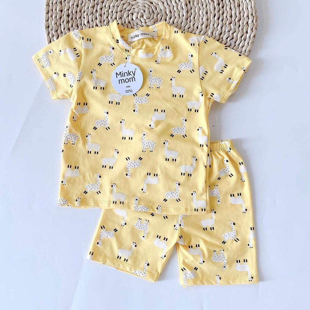 Bộ cộc tay cotton thun lạnh Minky mom họa tiết động vật 6-23kg