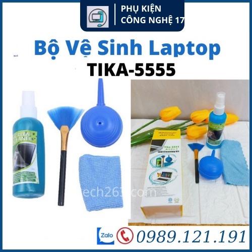 Bộ vệ sinh laptop LCD (4 dụng cụ)-Bộ vệ sinh 4 món Tika 555 Xịt Bụi Nước Lau Chổi Quét Khăn Lau