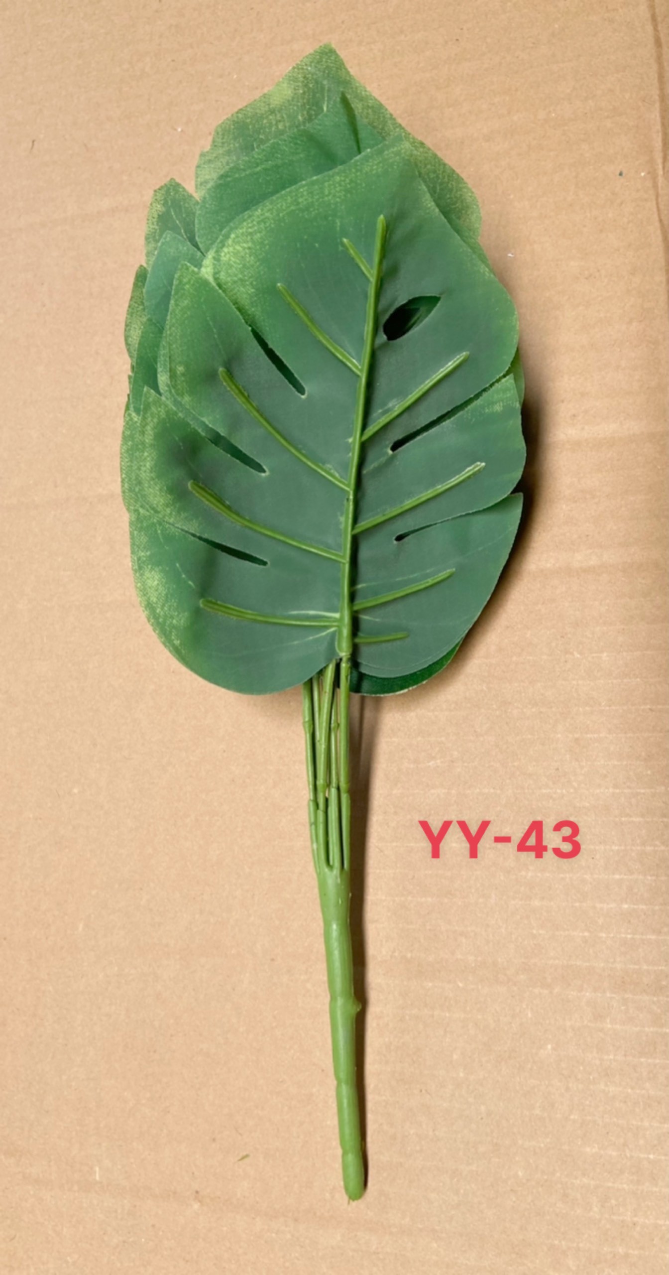Cây trầu bà lá xẻ giả, cây giả trang trí, cắm chậu, làm tiểu cảnh, 9 lá, 33cm - YY-43