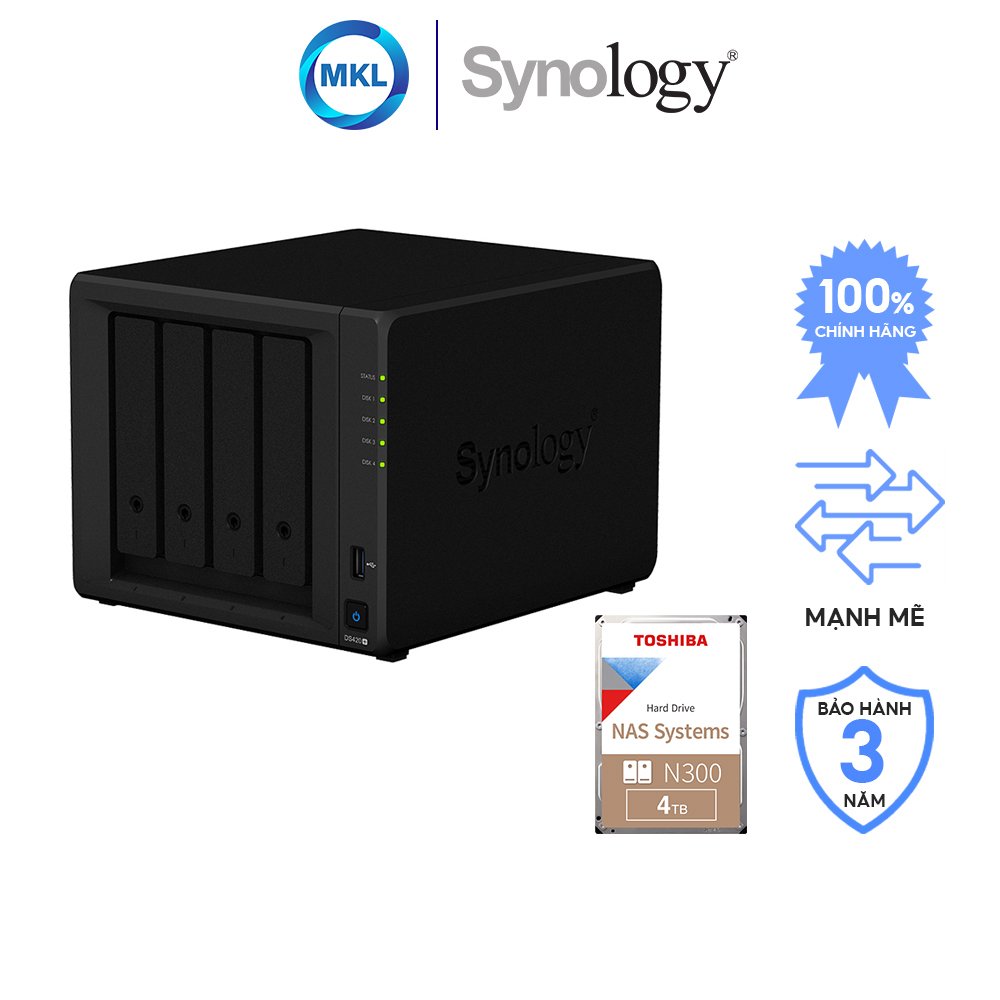 Combo Thiết bị lưu trữ NAS Synology DS420+ kèm 1 ổ cứng Toshiba NAS N300 4TB - Hàng chính hãng