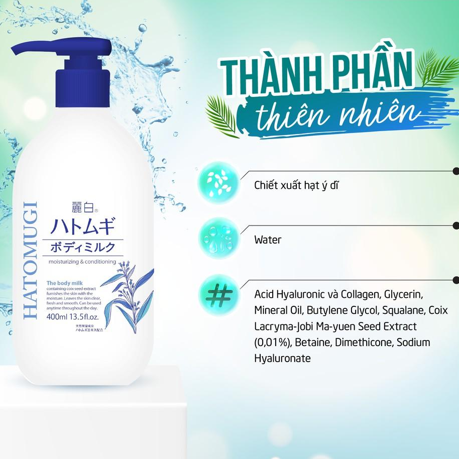 Sữa Dưỡng Thể Ban Đêm Hatomugi The Body Milk Hạt Ý Dĩ Nhật Bản