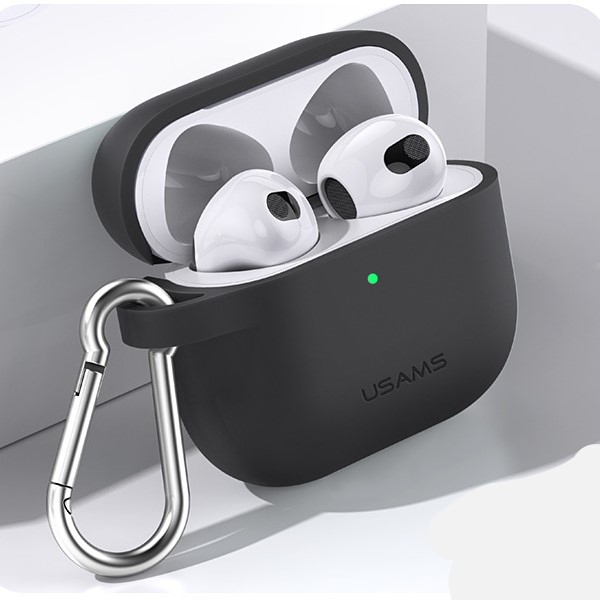 Case Ốp Bảo Vệ Hộp Sạc Dành Cho Tai Nghe Silicon Airpods 3 Hiệu USAMS Nhiều Màu-Kèm Móc Khóa