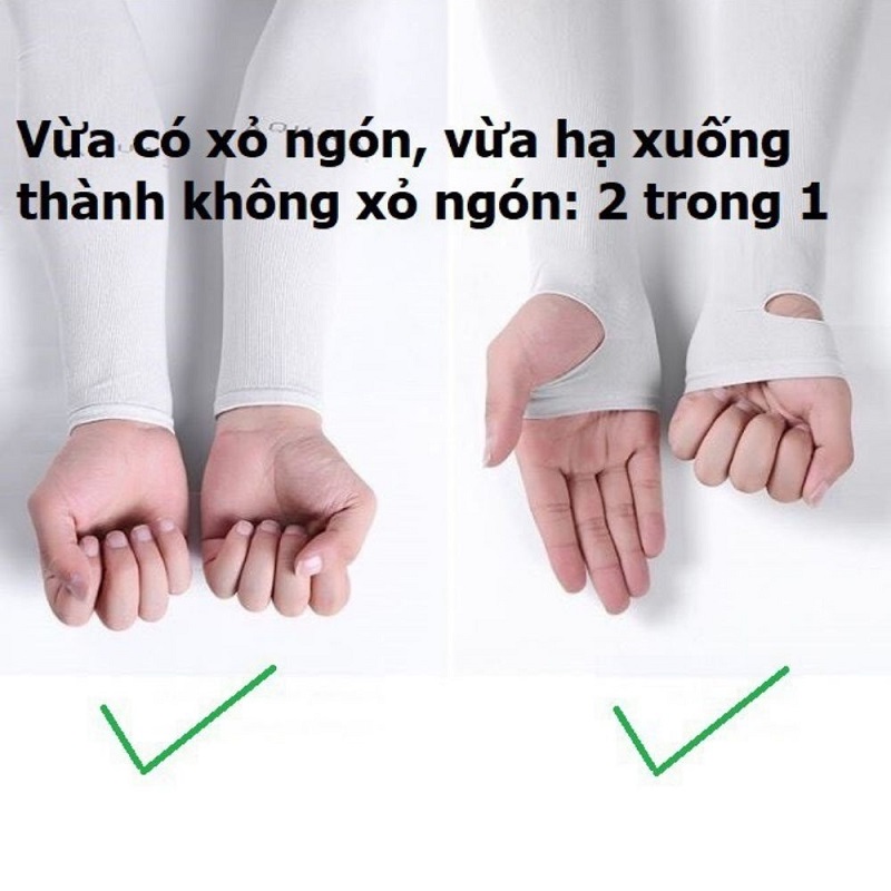 Bộ 2 găng tay xỏ ngón , ống tay chống nắng , găng tay chống nắng nam nữ chất vải thun co giãn cao cấp chống tia UV , chống nắng , thể thao hợp thời trang 