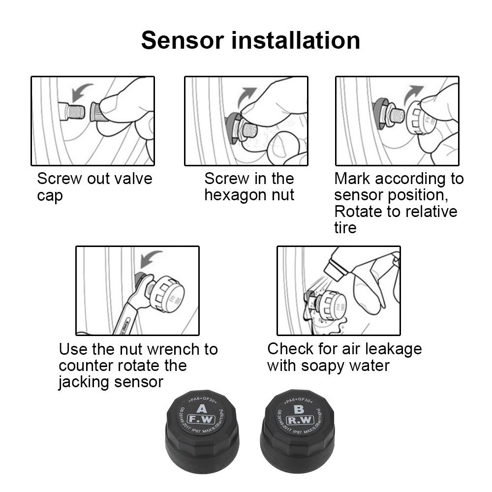 Motorcycle TPMS Magnetic USB Quick Charge Moto Tire Pressure Tyre Temperature Monitoring Alarm System LCD Display