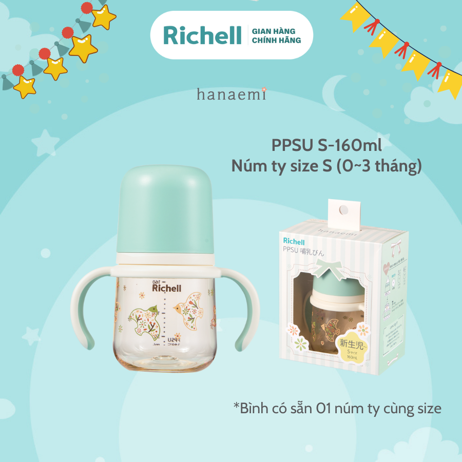 Bình sữa RICHELL Hanaemi Nhật Bản PPSU và Thủy tinh | Baby