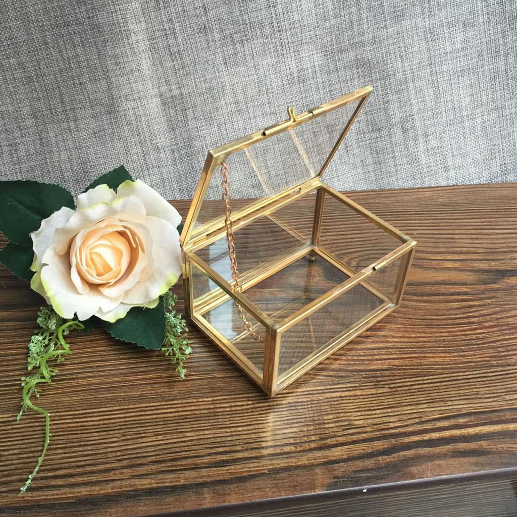 Geometric Glass Jewelry Box Table Succulent Plants Container