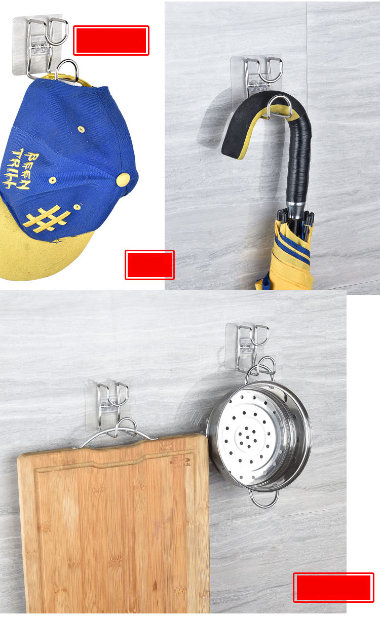 COMBO 5 Móc treo đồ dán tường thép không gỉ inox dùng cho nhà bếp, phòng tắm MDT00007