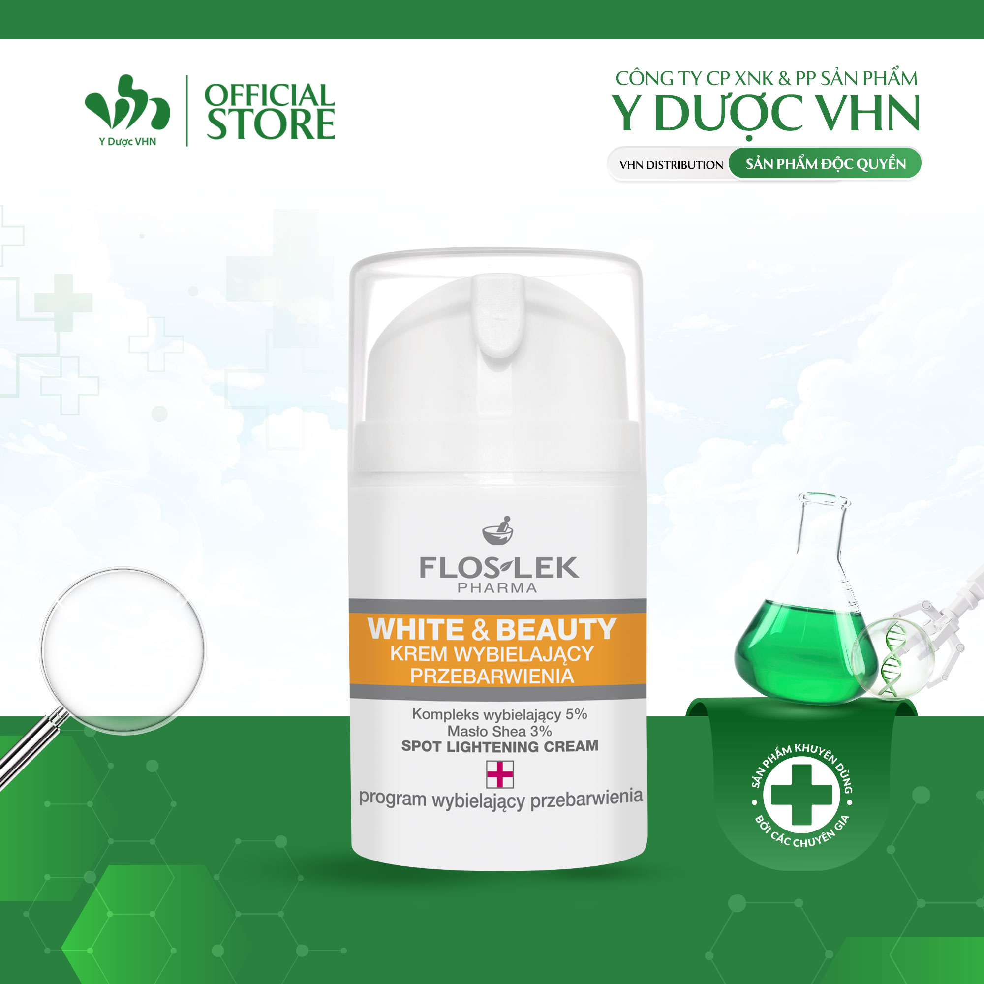 Kem Dưỡng Trắng Và Mờ Nám FLOSLEK Spot Lightening Cream Giúp Cải Thiện Độ Ẩm, Phục Hồi Các Tế Bào Bị Hư Tổn 50ml/Tuýp