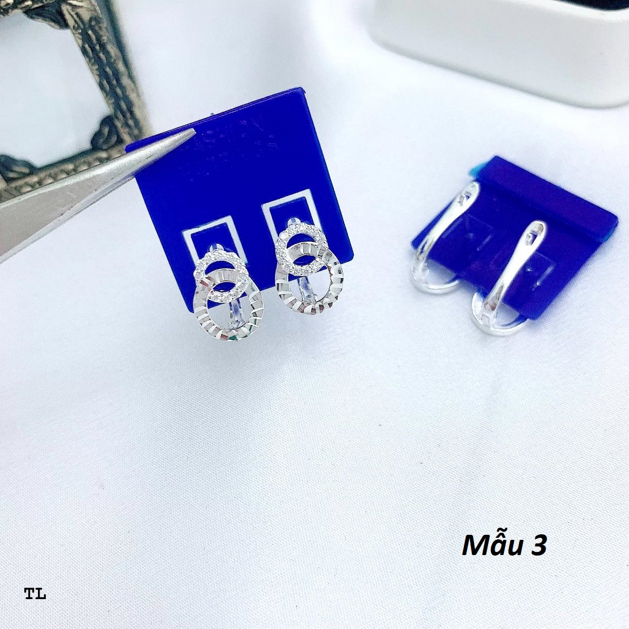 Bông tai bạc ta khoá bấm thời trang MS59d