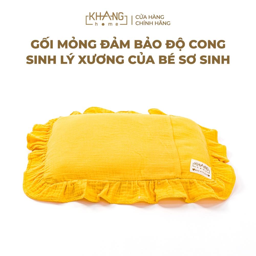 Gối Nằm Vải Xô Khang Home Thấm Hút Tốt Cho Bé Sơ Sinh 25x35cm