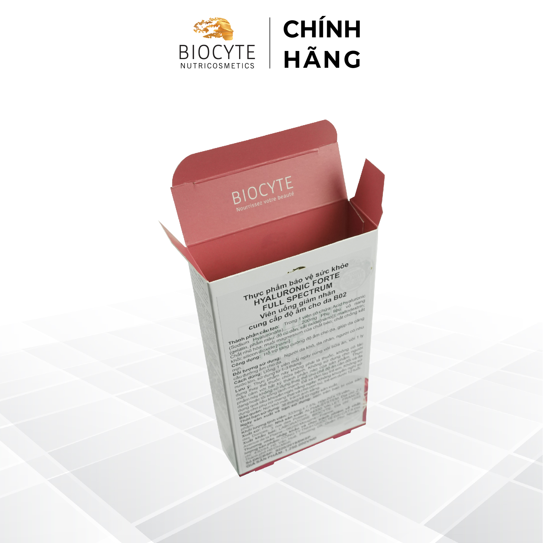 B02 Viên uống giúp giảm nhăn, cung cấp độ ẩm da BOC Hyaluronic Forte Full Spectrum - Biocyte