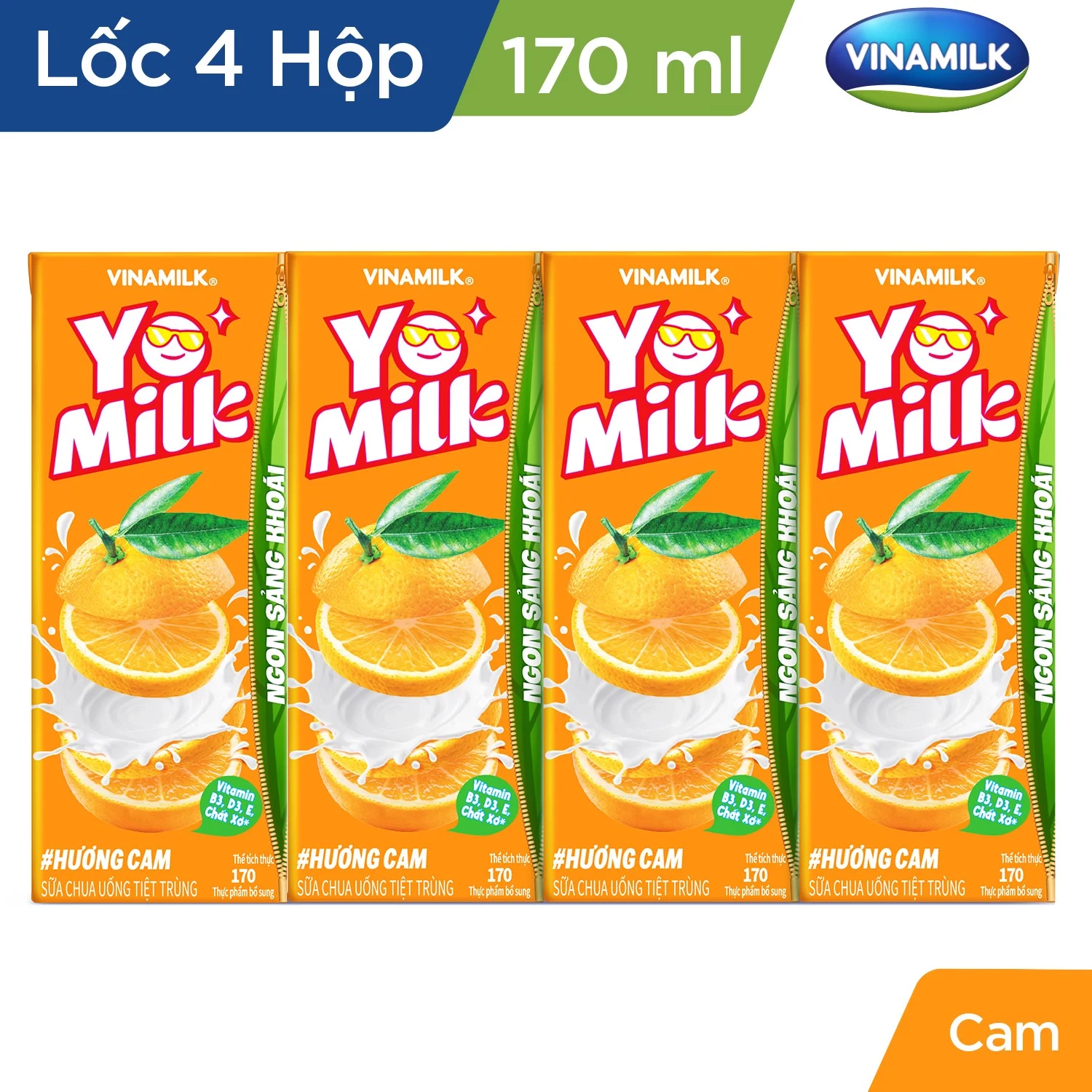 SỮA CHUA UỐNG HƯƠNG CAM YOMILK - HỘP GIẤY 170ML     