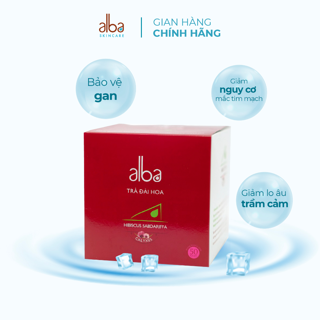 Trà thảo mộc Alba hương vị đài hoa Hibiscus hỗ trợ ngăn ngừa lão hóa - hộp 50 gr