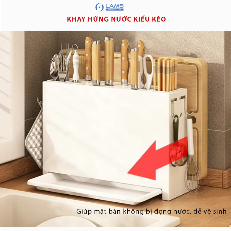 Giá để dao đũa thớt, kệ để dao thớt đũa kéo nhà bếp LAMS 2 màu đen, trắng