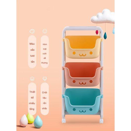 Kệ gấu Hokori Việt Nhật đựng đồ đa năng - Kệ Nhựa hình gấu 2,3 tầng có bánh xe di chuyển tiện lợi Br01515