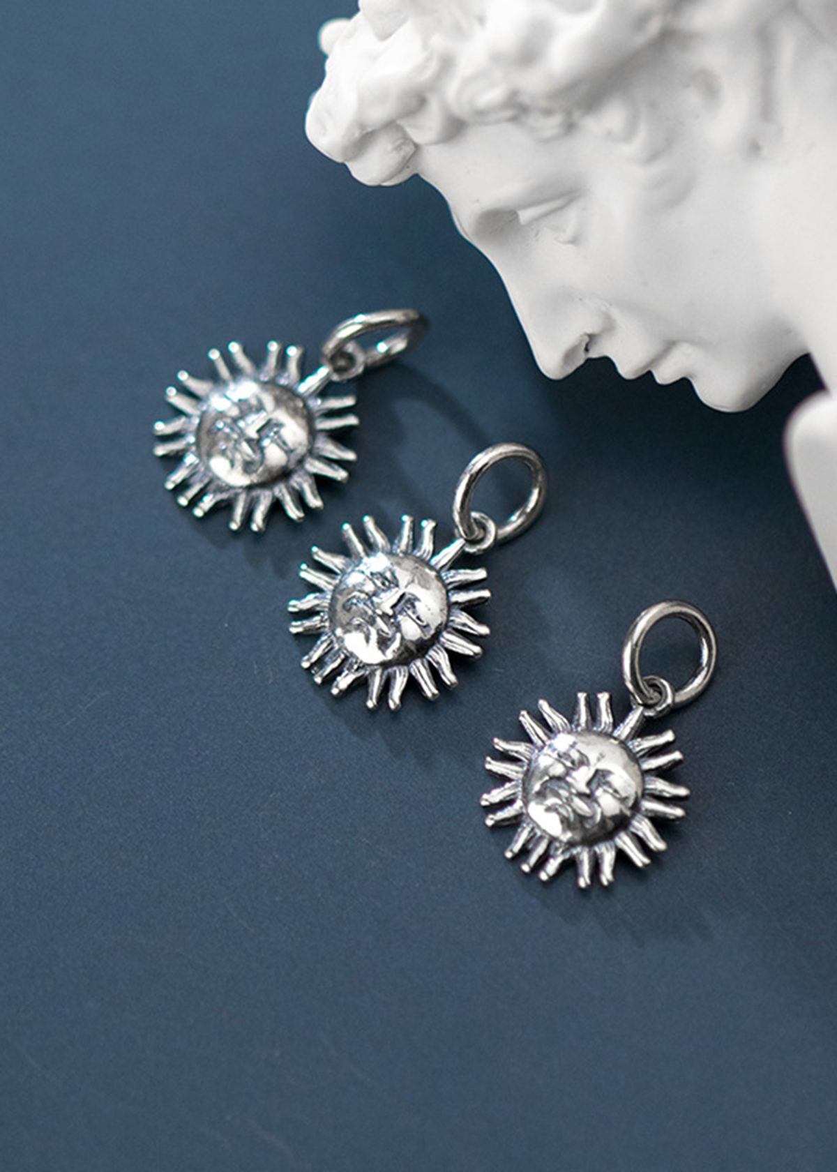 Combo 3 cái charm bạc hình mặt trời treo - Ngọc Quý Gemstones
