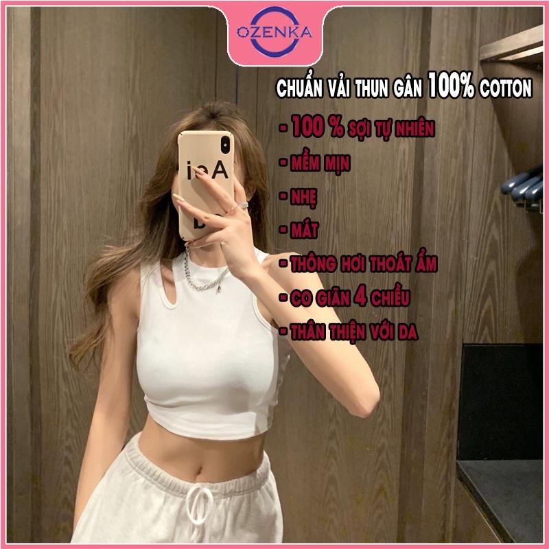 Áo croptop sát nách sẻ vai nữ, áo balo kiểu nữ không tay ôm body sang chảnh thun gân 100% cotton đen trắng đẹp