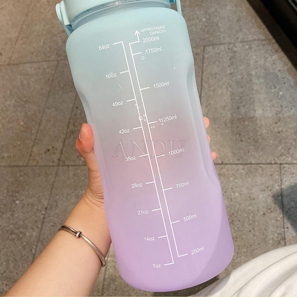 Bình Nước Thể Thao Dung Tích 2L Kèm Ống Hút , Bình Nước Kute Có Chia Giờ Uống