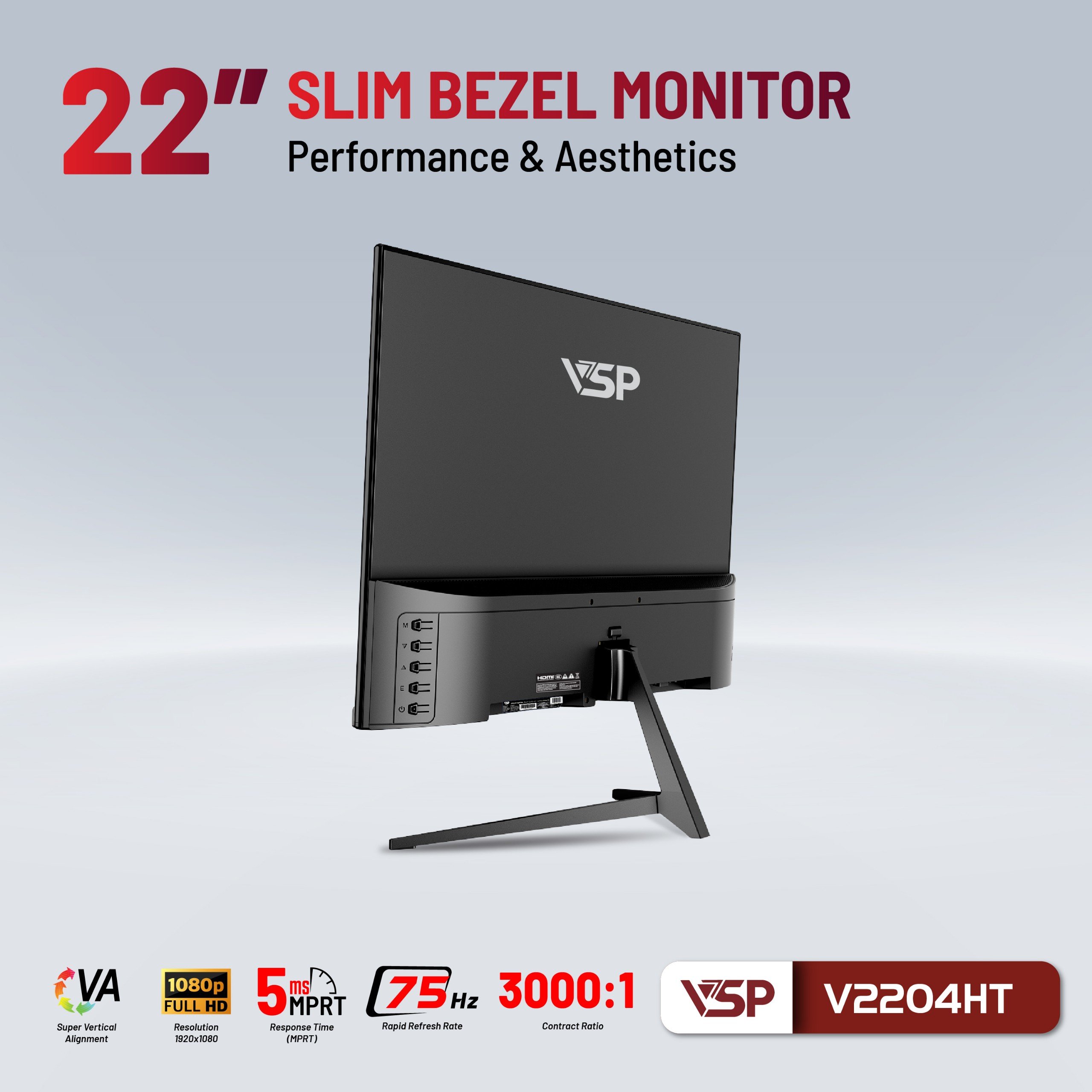 Màn Hình VSP V2204HT 22inch (FHD, 75Hz, HDMI, VGA) - HN - HÀNG CHÍNH HÃNG