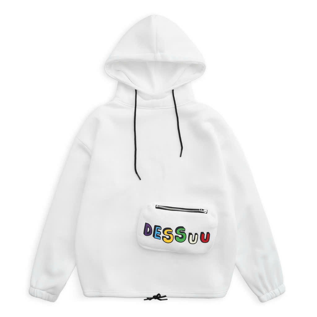 Áo Hoodie Túi Bao Tử Phối Khóa kéo Chữ DESSUU Nam Nữ Cặp Đôi Couple - Áo Khoác Nỉ Unissex Có Nón 2 Lớp có Dây Rút