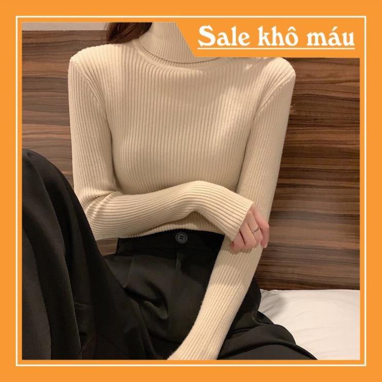 Áo Len Cổ Lọ, Áo Dệt Kim Tay Dài Lông Cừu Hàng Quảng Châu Cao Cấp