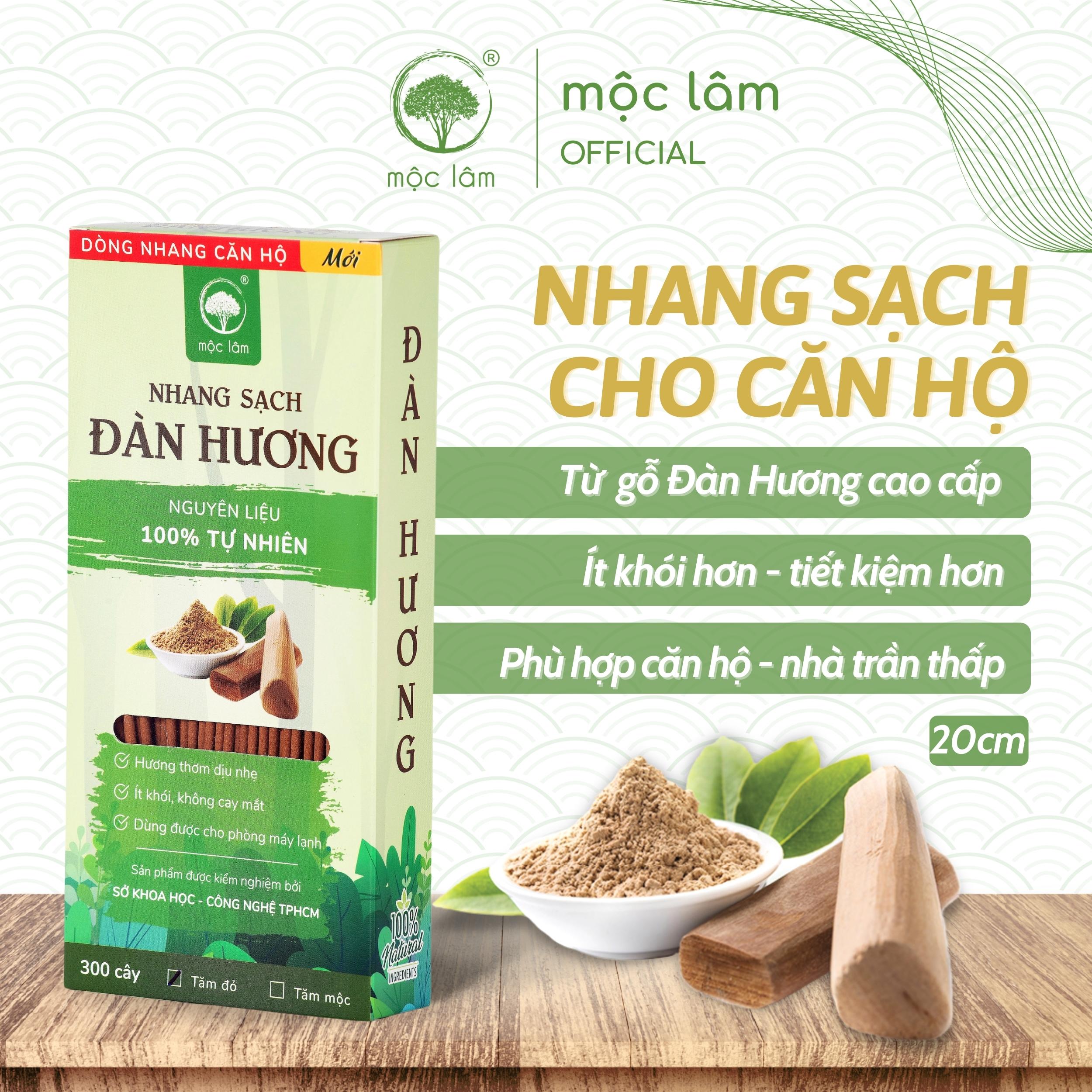 [NHANG 20cm] Nhang Sạch Đàn Hương MỘC LÂM 300cây, Nhang Ít Khói, Hương Thơm Dịu Ngọt, Nhang Thơm Tự Nhiên