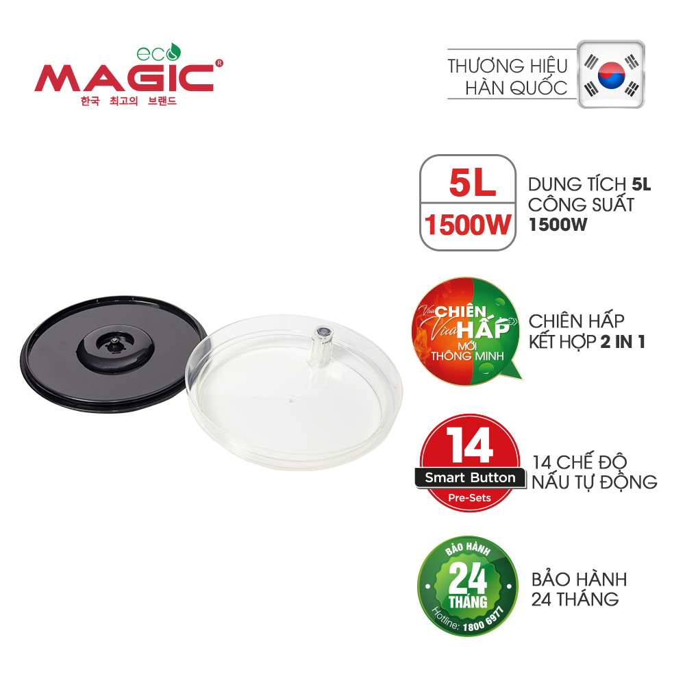 Nồi chiên không dầu kết hợp hấp Magic Eco S05 5L - Hàng chính hãng