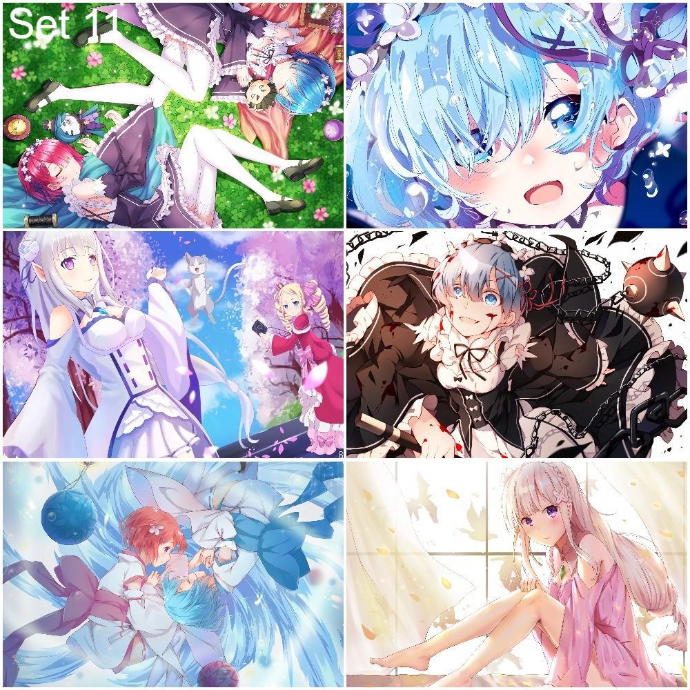 Bộ 6 Poster anime Re:Zero − Bắt đầu lại ở thế giới khác - A3,A4,A5