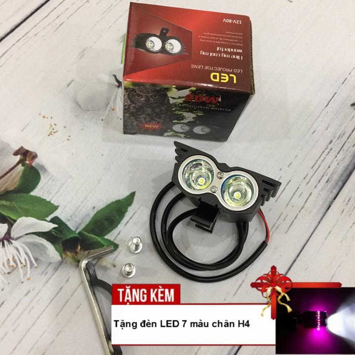 Đèn mắt cú L2 trợ sáng cho ô tô xe máy A219-TK07 - Tặng kèm đèn LED 7 màu chân H4