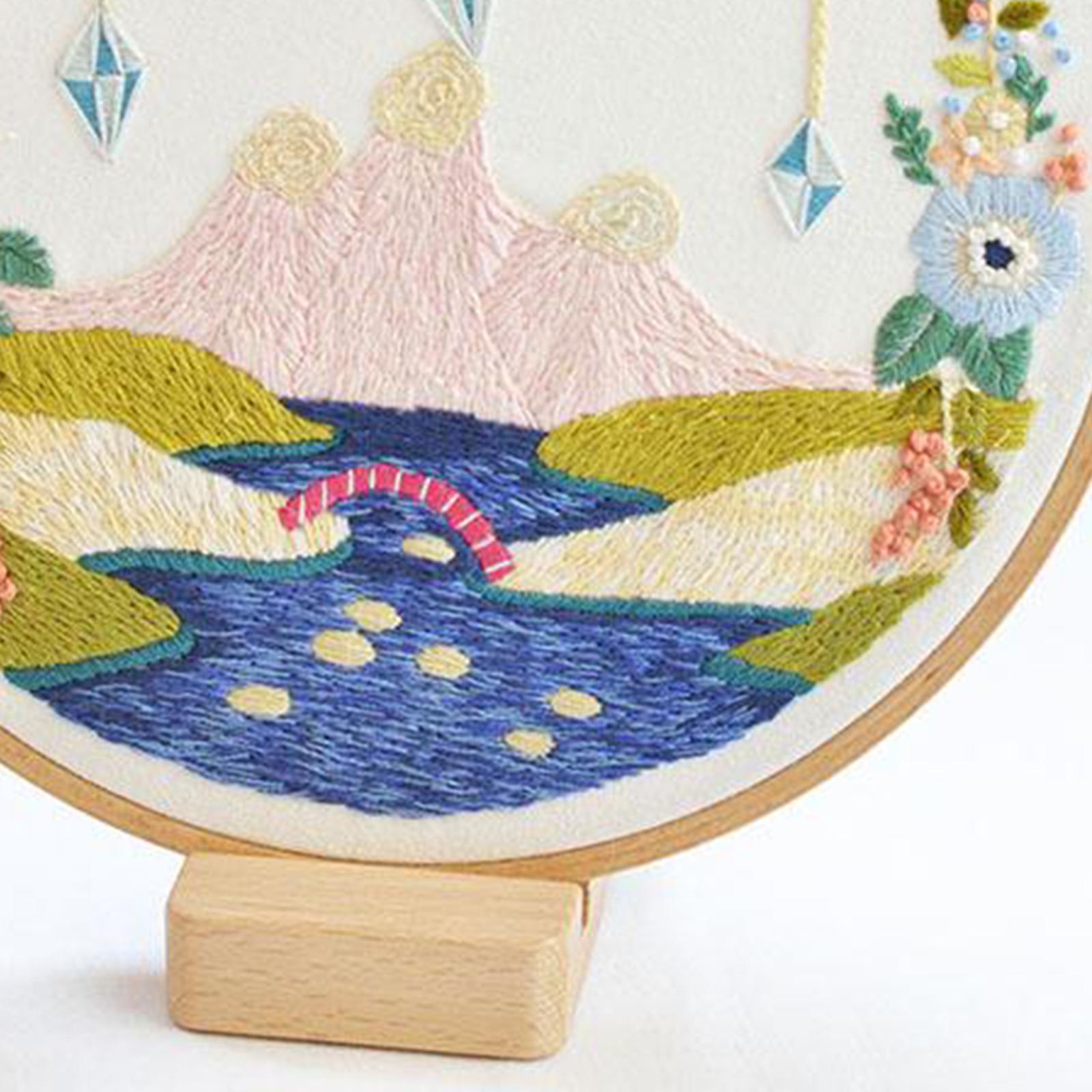 Funny Embroidery Starter Kit Cross Stitch Kit Include Embroidery Clothes with Color Threads and Tools for Beginners