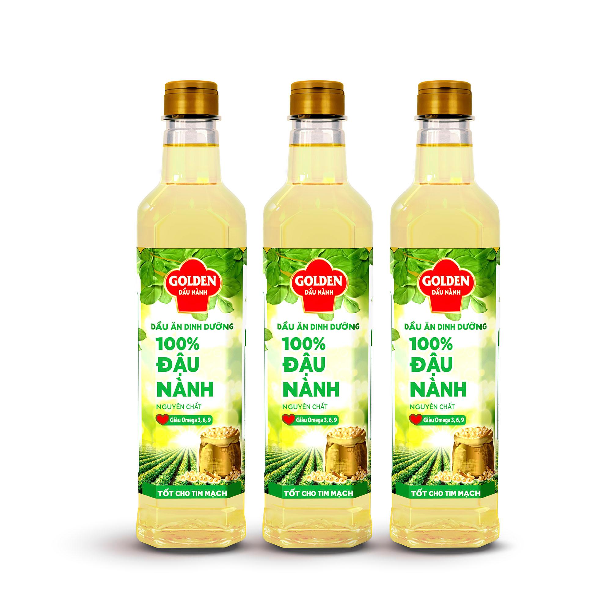 Combo 3 chai Dầu Đậu Nành cao cấp Golden 1 lít (1 lít/chai x 3 chai)