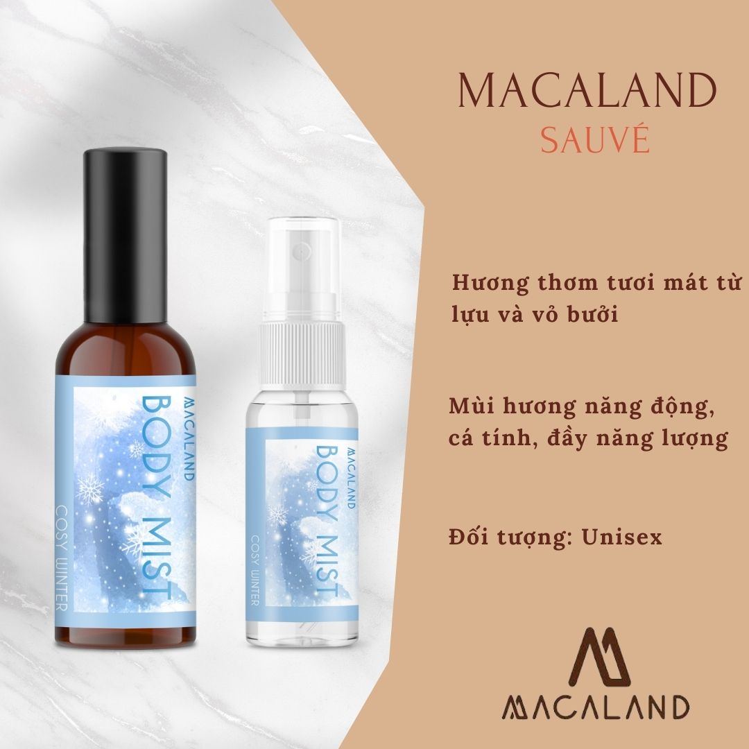 Body Mist xịt thơm body MACALAND hương trái cây dưỡng ẩm cho da