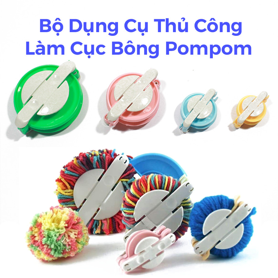 Bộ Dụng Cụ Thủ Công Làm Cục Bông Pom Pom Trang Trí Đầy Đủ 4 Kích Cỡ 3.8cm 4.8cm 6.8cm 8.8cm Dễ Dàng Sử Dụng Cho Người Mới Bắt Đầu Knitting Loom