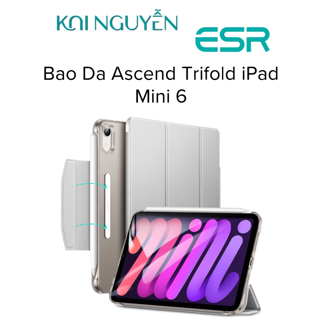 Bao Da ESR Ascend Trifold Case dành cho iPad Mini 6, Nhiều Màu- Hàng chính hãng