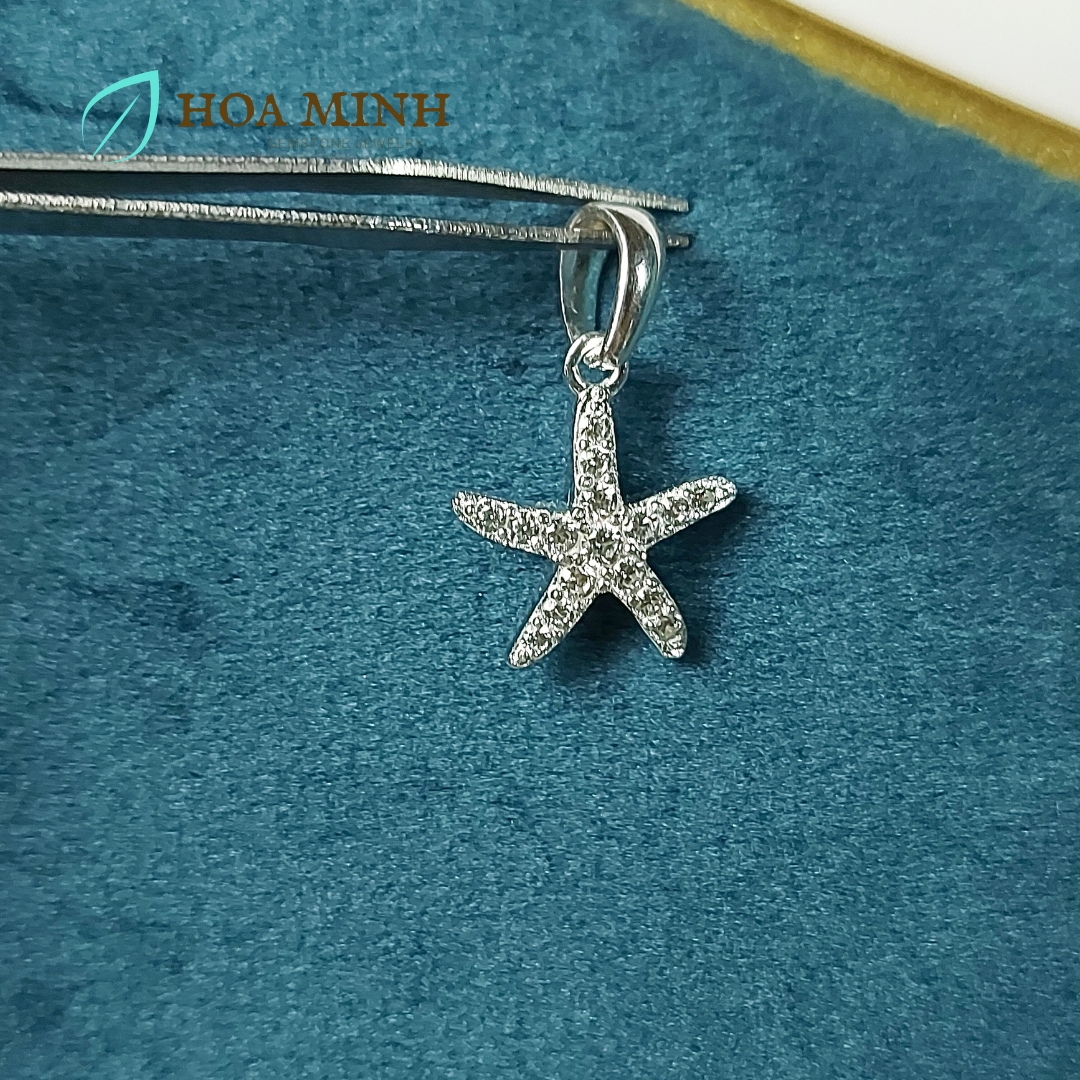 Mặt dây chuyền bạc kiểu ngôi sao biển đính đá size 11.5mm