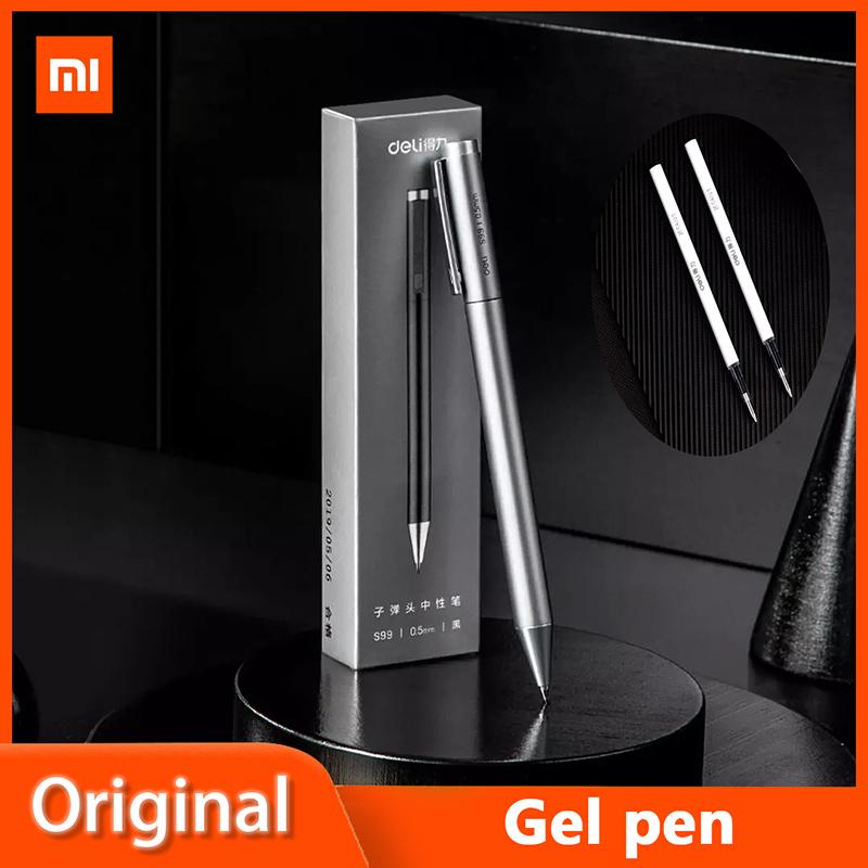Xiaomi Deli S99 Kim Loại Bút Gel Viên Đạn Bút Ký Cá Nhân Văn Phòng Phụ Kiện Bút Gel 0.5Mm Xoay Văn Phòng Vàng Chữ Ký Bút Sliver