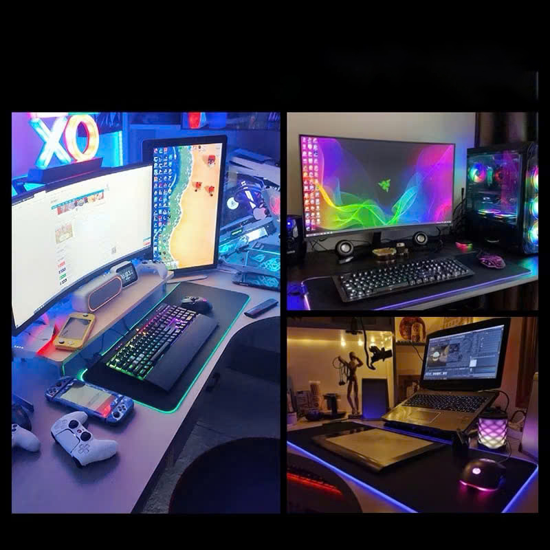 Miếng lót chuột LED RGB pad chuột gaming chơi game deskpad cỡ lớn viền sáng led chống trượt nhiều chế độ siêu đẹp – Hàng chính hãng