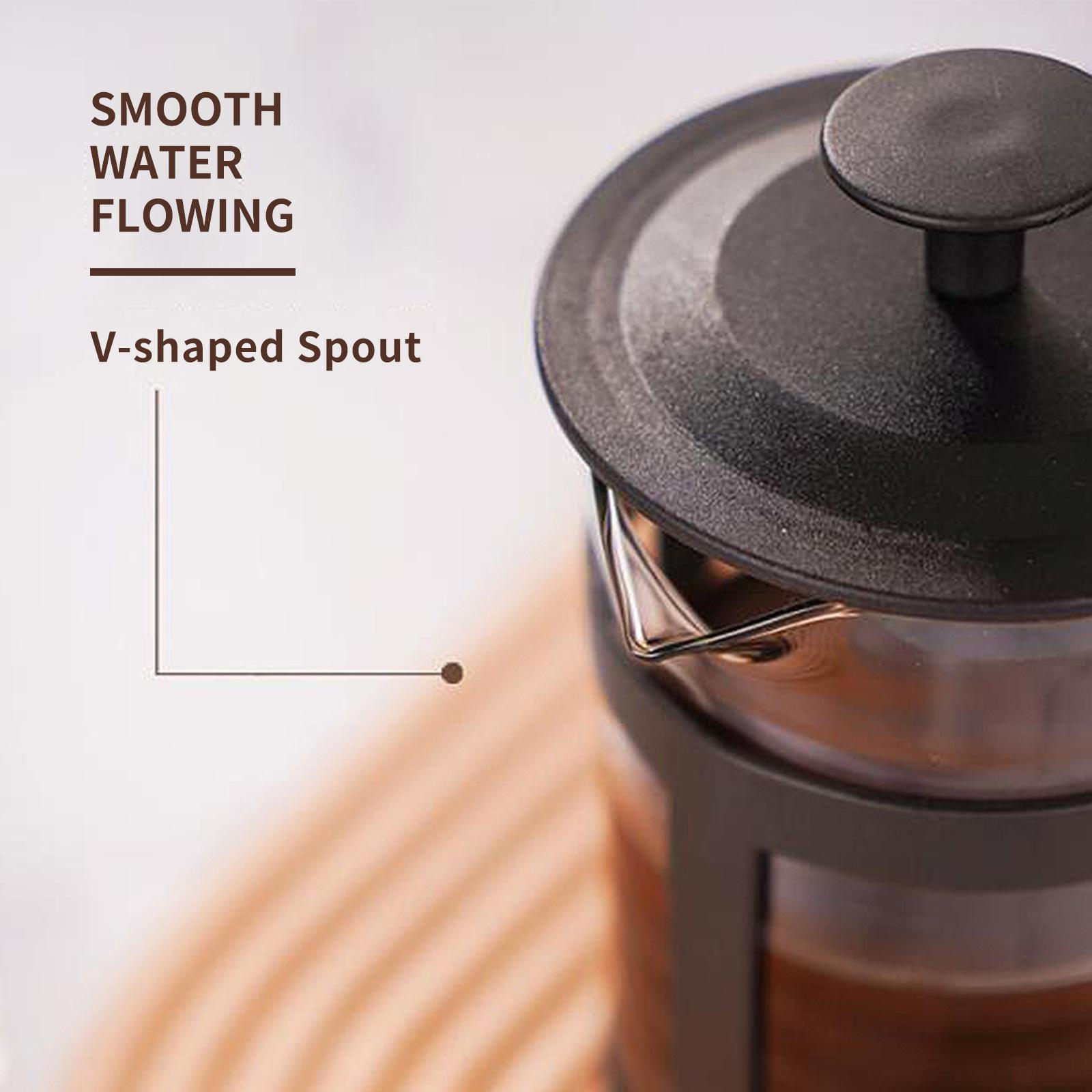 Máy Pha Cà Phê French Press Thủy Tinh Chịu Nhiệt Với 4 Bộ Lọc Dung Tích 350Ml