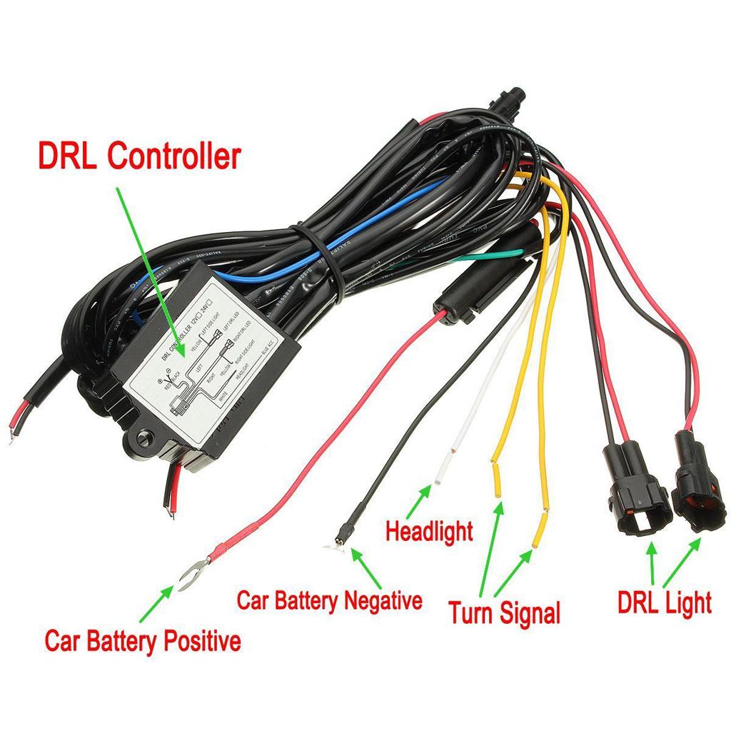 2x12V Car DRL Daytime Running Light Dimmer Module Controller Harness