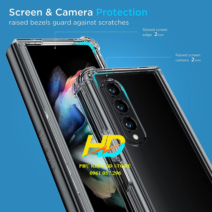 Ốp Lưng Trong Suốt Chống Sốc Cho Samsung Galaxy Z Fold3 5G Cao Cấp Không Ố Màu,Bảo Vệ Camera