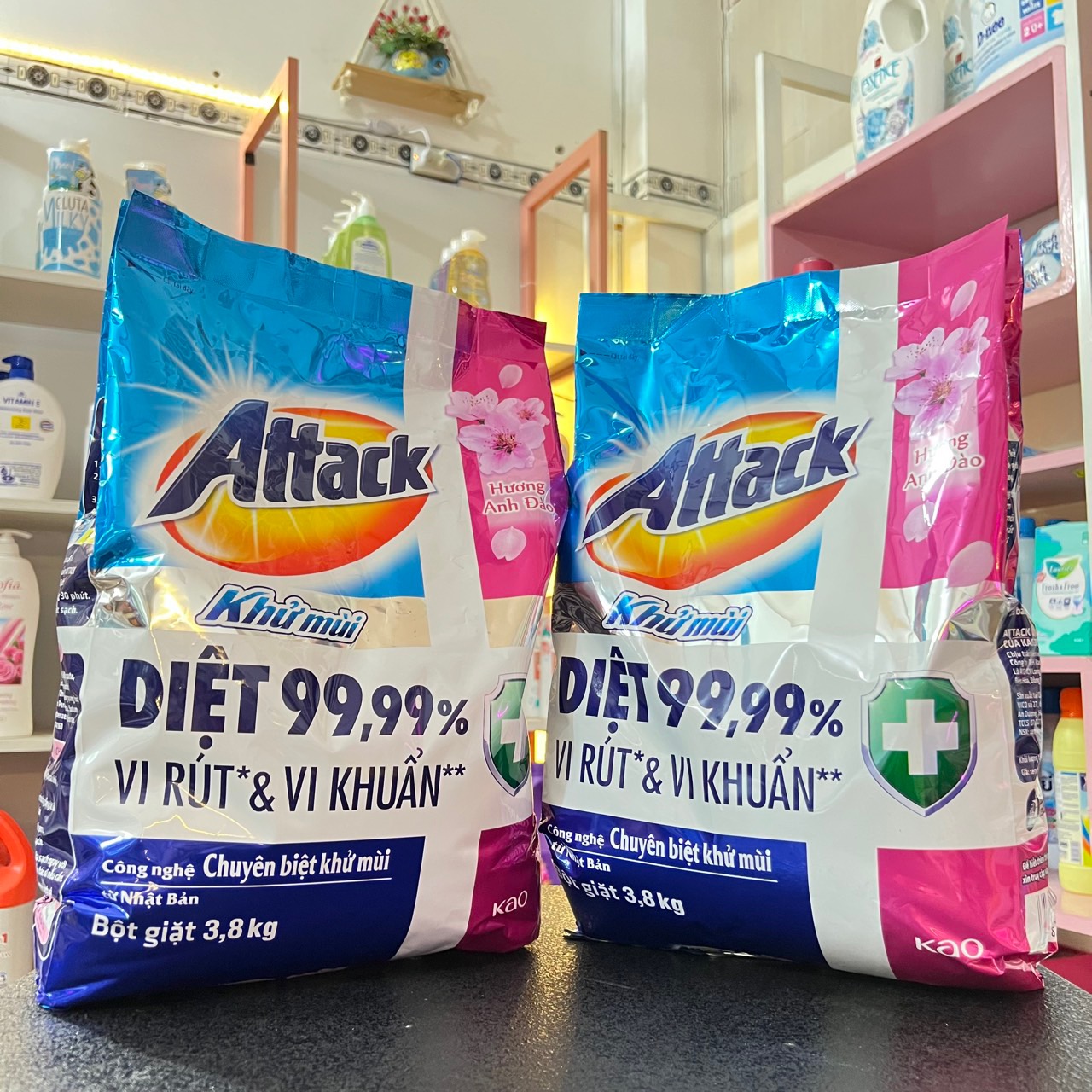 Bột giặt hương anh đào làm bay mùi kháng khuẩn gói 3.8KG