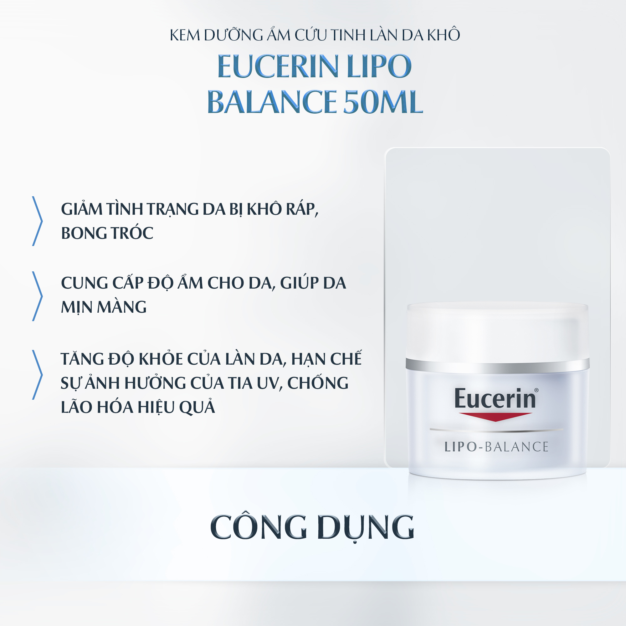 Kem dưỡng ẩm chuyên sâu cho da khô Eucerin Lipo Balance 50ml